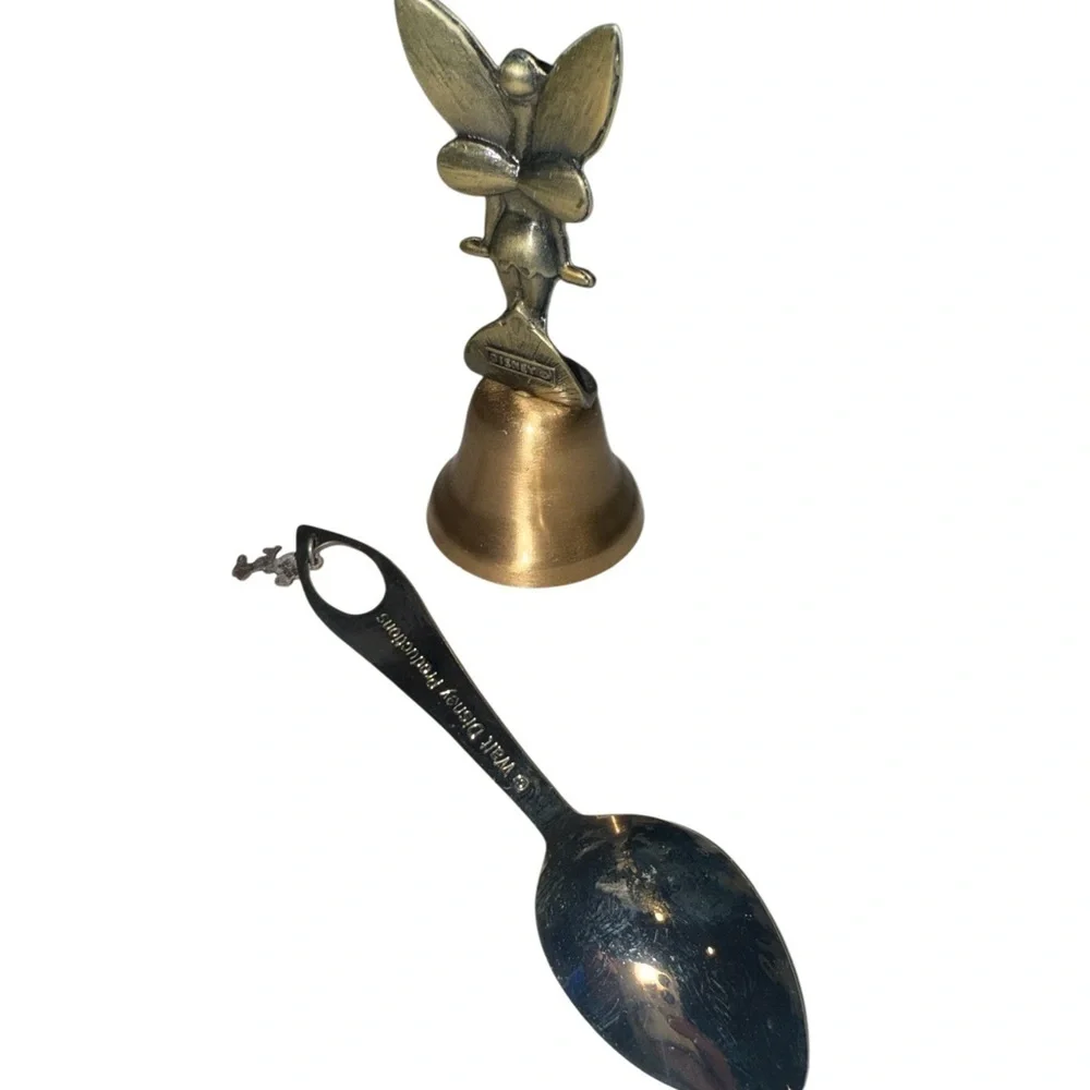 Disney Silver Tinker Bell Figurine with Silver Spoon - Picture 4 of 4